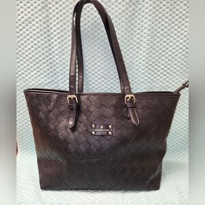 London Fog Black Woven Tote Bag